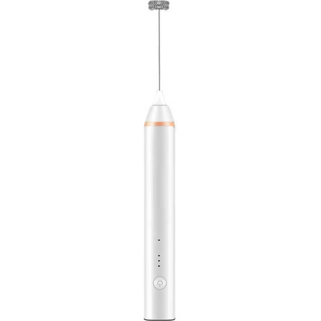 (White) 2 in 1 Whisk Milk Frother Handheld Electric USB Charging 3 Gear Egg Beater Milk Frother