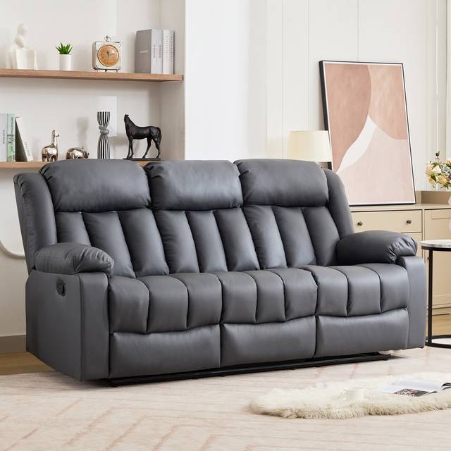 Artemis Home Sheridan 3 Seat Recliner Sofa with Central Console - Grey, Grey