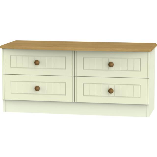 Saxena Sideboard - Cream with Oak Finishing (49.8cm H X 111.8cm W X 40cm D)