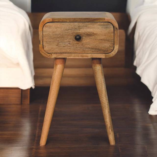Avora Mini Oak-ish Nightstand With 1 Drawer - Beige (49cm H X 30cm W X 30cm D)