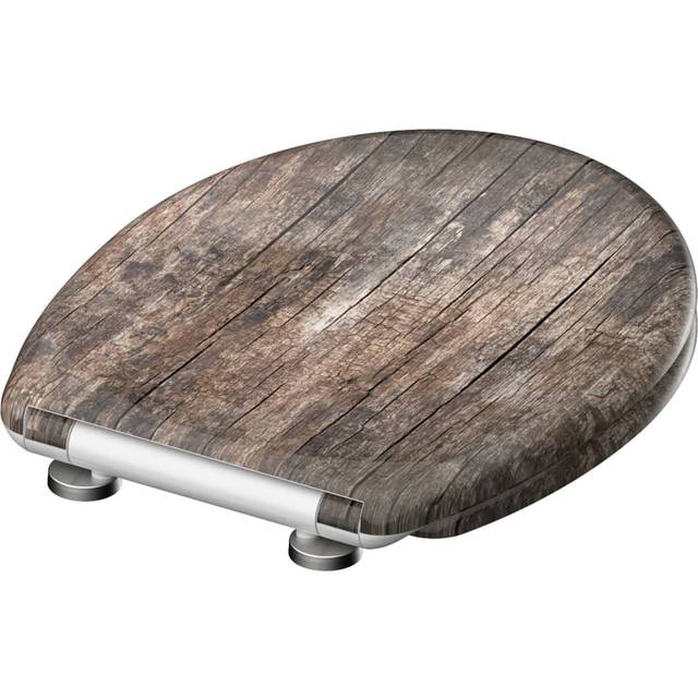 Schütte Duroplast Toilet Seat with Soft-Close Old Wood Printed - Brown (4.5cm H X 37.4cm W X 453cm D)