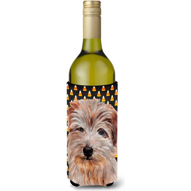 Caroline's Treasures SC9664LITERK Norfolk Terrier Candy Corn Halloween Wine Bottle Hugger Bottle Cooler Sleeve Hugger Machine Washable Collapsible Ins