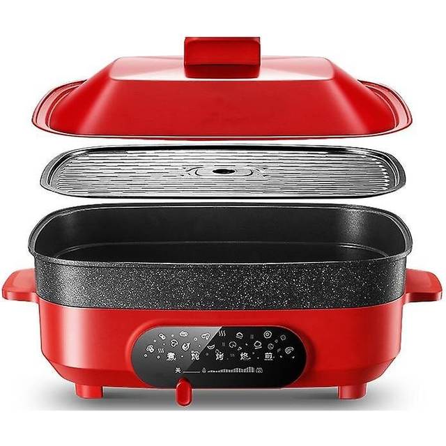 5.5L Multi Function Wok Star Same Style Hot Pot BBQ Pot Multicooker High Capacity Household(Red)