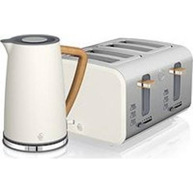 Nordic 4 Slice Toaster and Cordless Kettle Bundle in White - White