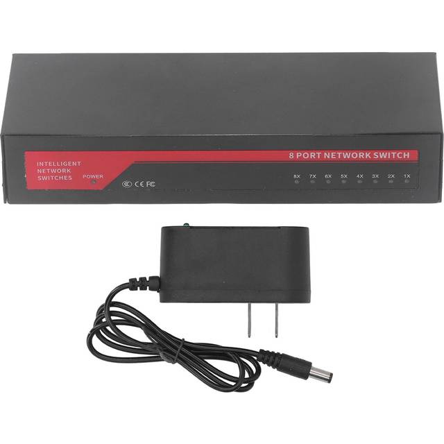 8 Port Gigabit PoE Switch Sturdy Metal Fanless Plug and Play Wall Mount Ethernet Splitter For Home