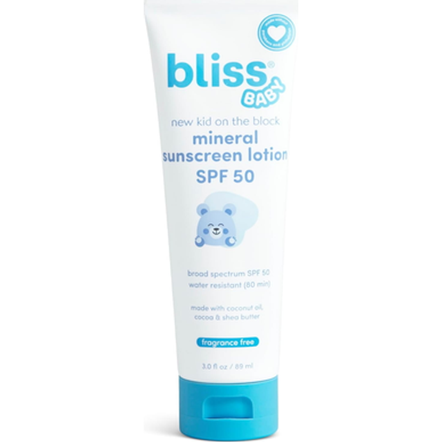 Bliss Baby Sunscreen  Premium SPF 50 Mineral Lotion  Natural Zinc Oxide  Fragrance-Free  Hypoallergenic & Dermatologist Tested  Water-Resistant  Vegan