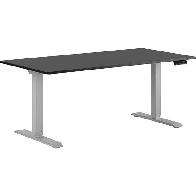 Höj och sänkbart skrivbord, 2-motorigt, grått stativ, svart bordsskiva 160x80cm