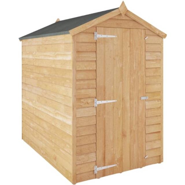 WALTONS | Wooden Overlap 6 x 4 Apex Windowless Storage Shed | Apex Roof | 7mm Overlap Cladding | Wooden Garden Storage Shed | 10 Year Anti Rot