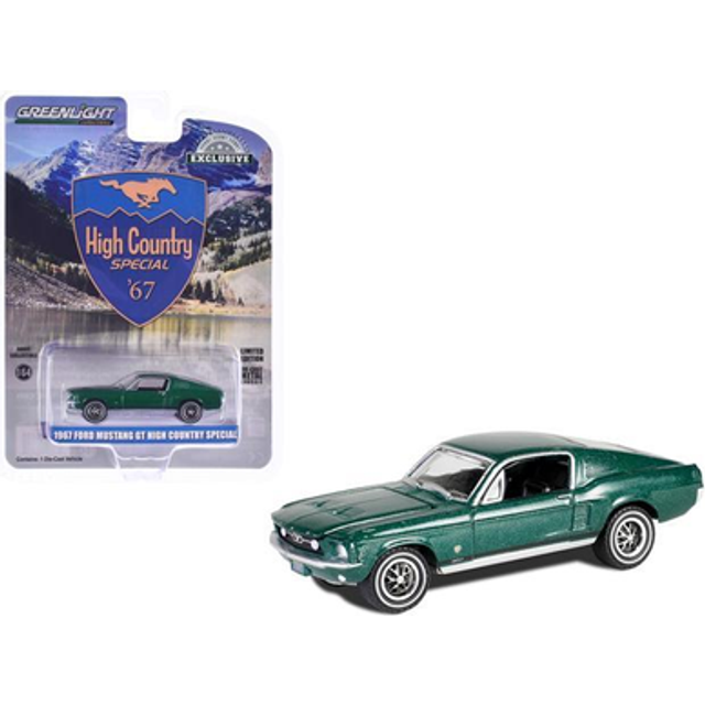 1967 Ford Mustang GT Fastback &#34;High Country Special&#34; Timberline Green Metallic &#34;Hobby Exclusive&#34; Series 1/64 Diecast Model Car by Greenlight