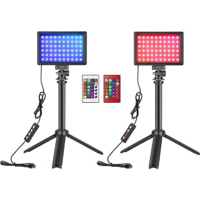 Andoer 2 Pack RGB Fill Light LED Video Lights Dimmable USB Powered with Desktop Tripod Mounting black