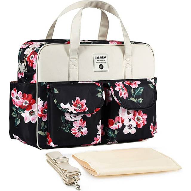 Insular Multifunctional Waterproof Mummy Shoulder Bag Diaper Bag Chic Nappy Changing Bag Tote/Messenger Style Large Light Weight with Changing Mat,