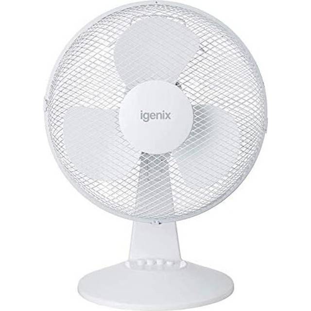 Igenix DF1210 Portable Desk Fan, 12 Inch, 3 Speed, Quiet Operation, Oscillating, Desktop/Bedside Fan, Ideal for Home and Office, White