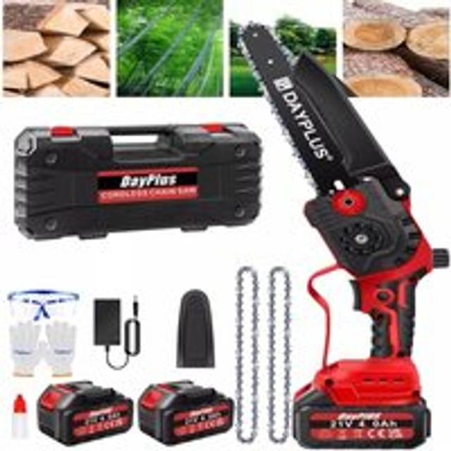 21V Cordless Handheld Chainsaw Wood Cutting Tree Trimming Branch Pruning 2PCS Battery