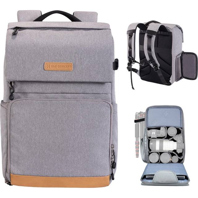 K&F CONCEPT Professional Camera Backpack DSLR Camera Bag 22L Large Capacity Camera Case Waterproof grey
