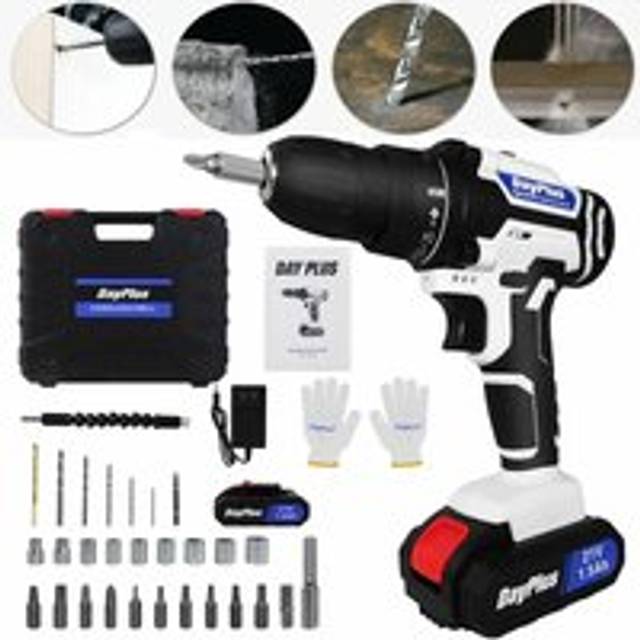 Briefness - 21V Cordless Electric Drill Driver Set, Power Drill Kit with Battery, Lightweight Handheld Power Tool Set with 29pcs Bits and Carry Case,