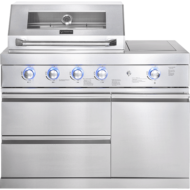 Pure - Fristående gasolgrill med 4 brännare och infraröd sidobrännare - Rostfri