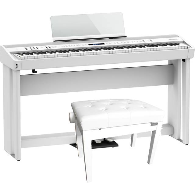 Roland FP-90X-WH Digital Piano + Stand, Pedal Unit and Bench (White)