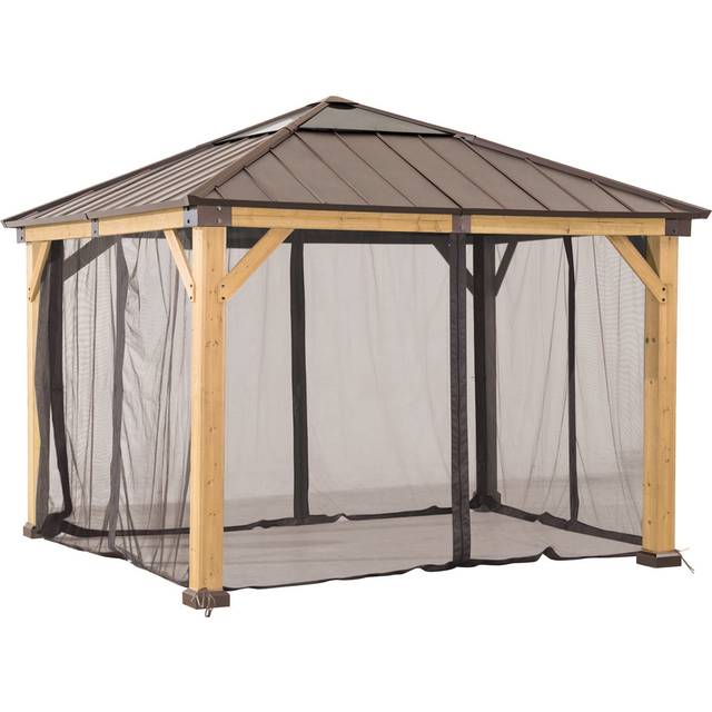 Net for cedar wood gazebo 336cm x 394cm, Kalossi - Brown (220cm H x 340cm W x 133.86cm D)