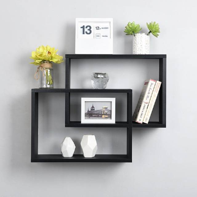 Desirre Square Accent Shelf - Black (48cm H X 60cm W X 16cm D)