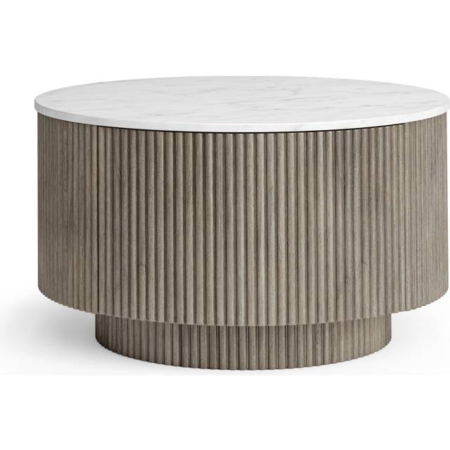 Bindvasini Fluted Round Storage Coffee Table - White (45cm H X 80cm W X 80cm D)