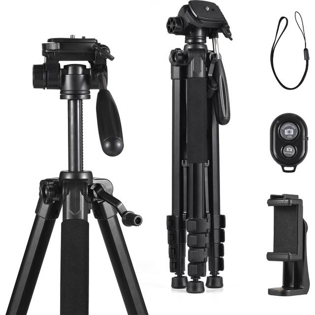 Andoer 1.88M/74in Photography Tripod Camera Tripod Stand Aluminum Alloy 360 degrees  Rotatable 5kg/11lbs black
