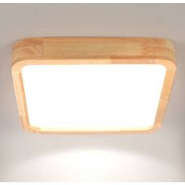 Norcks - Indoor Ceiling Light Square Wooden Ceiling Lamp Led Ceiling Light 6000K Modern Ceiling Lamp For Bedrooms,Living Rooms,Hallways