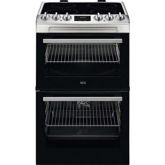 AEG CCX1530ACM 55cm Ceramic Double Oven Freestanding Cooker - Stainless Steel