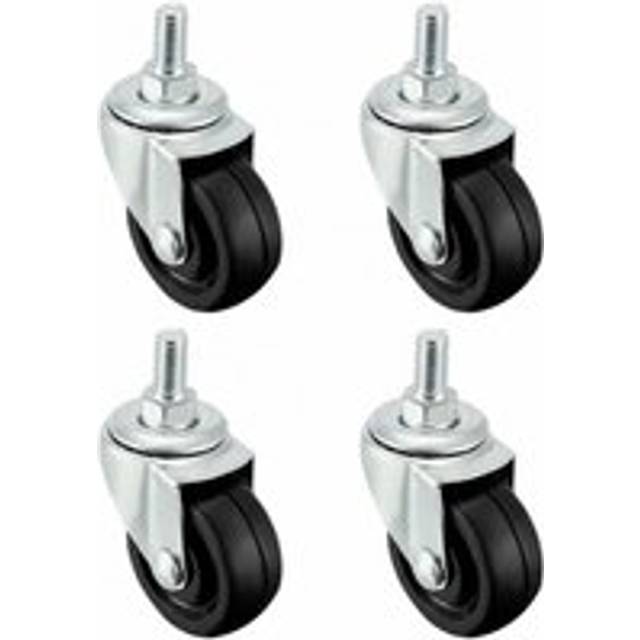 Swivel Casters 1.5 Inch Solid Rubber M8 x 15mm Screw Threaded Caster Wheels Black 4 Pcs