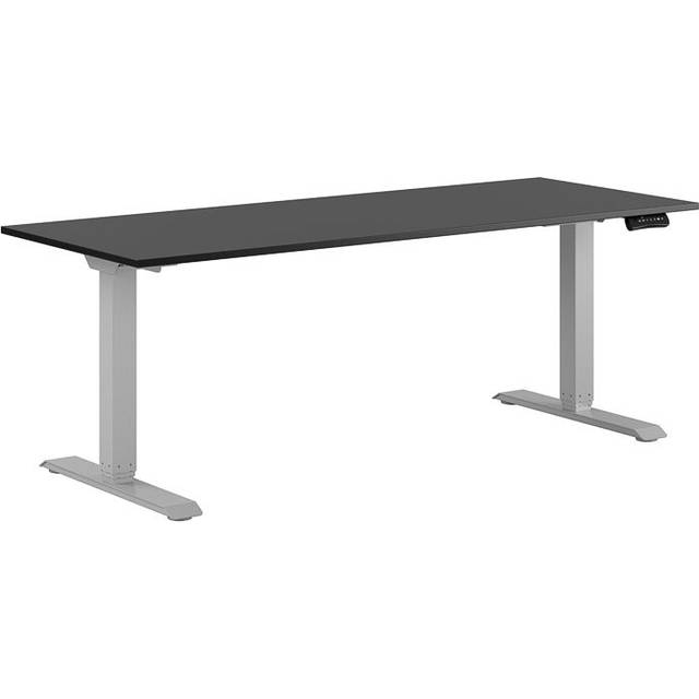 Höj och sänkbart skrivbord, 2-motorigt, grått stativ, svart bordsskiva 180x70cm