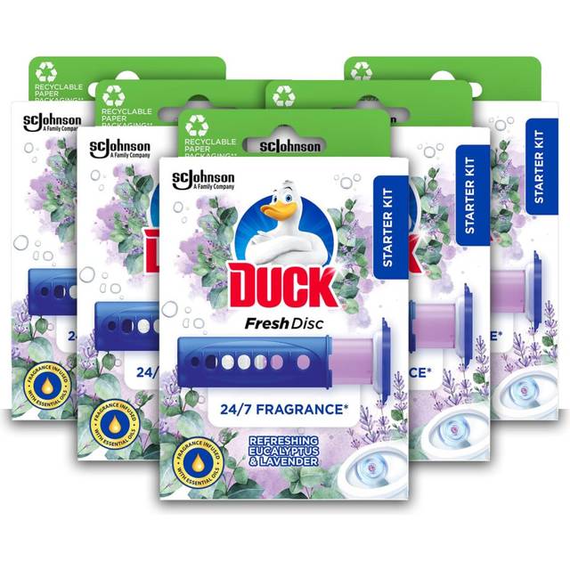 Fresh Discs Toilet Cleaner Starter Kit, Each Disc Lasts Up To 630 Flushes, Fights Stains That Harbour Germs, Eucalyptus & Lavender, Pack Of 5 (Each
