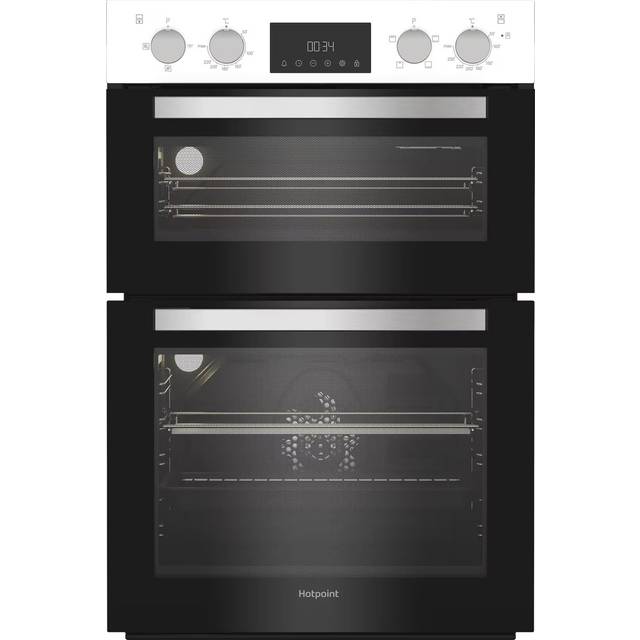 Hotpoint DIH 10D W Built In Electric Double Oven in White and Stainless Steel