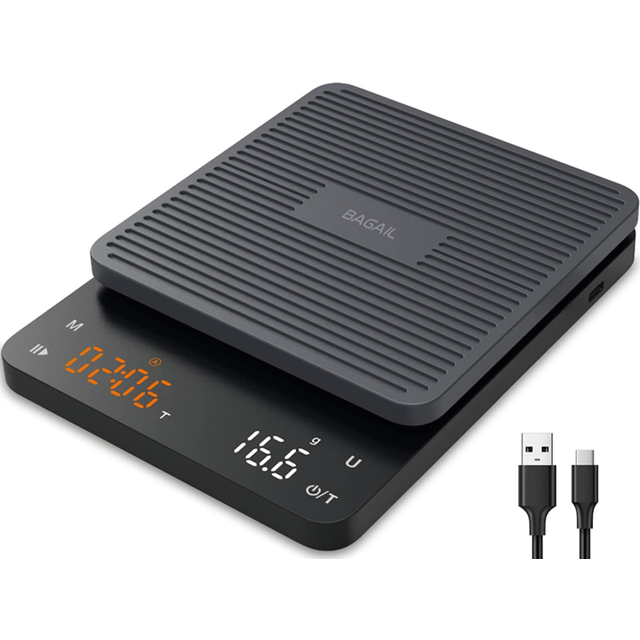 BAGAIL Digital Coffee Scale with Timer, 0.1g High Precision Electronic Kitchen Scale with Large Display, Auto Tare and Touch Sensor Button,