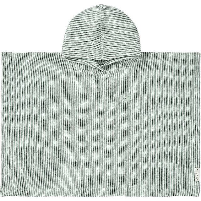 Liewood Green Striped Cotton Hooded Poncho Towel
