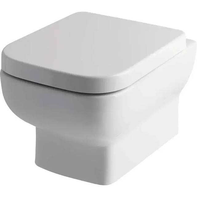 Bijou Rimless Wall Hung Toilet Pan and Soft close Seat with Fixings - White