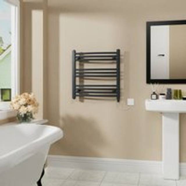 Warmehaus - Electric Curved Bathroom Radiator Anthracite 600x600mm
