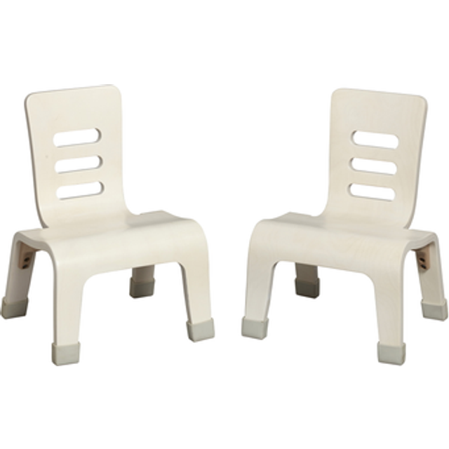 ECR4Kids Bentwood Chair  8in Seat Height  Stackable Seats  White Wash  2-Pack