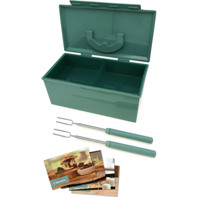 Charcoal Companion S'mores Caddy with Extendable Forks in Green