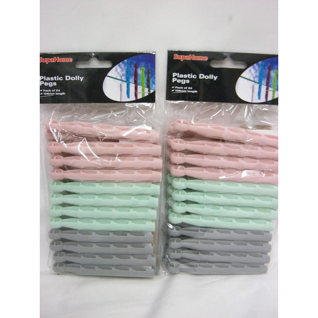 2 x supahome plastic dolly clothes pegs washing peg pk 24 shpdp24