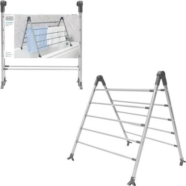 BLACK+DECKER Grey Over Bath Extendable Airer - 60 x 10 x 66cm