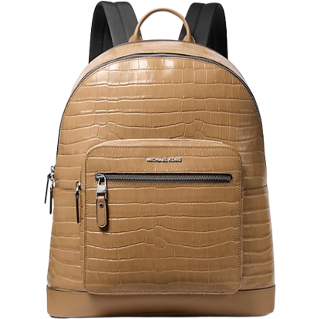 MK Hudson Crocodile Embossed Leather Commuter Backpack - Natural - Michael Kors - ONE SIZE