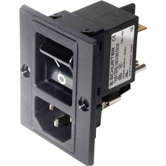 Schurter 3-108-463 IEC-kontakt Kontakt hane rak Totalt antal poler: 3 10 mA Svart 1 st