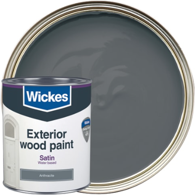 Wickes Exterior Satin Paint - Anthracite - 750ml - Anthracite Grey
