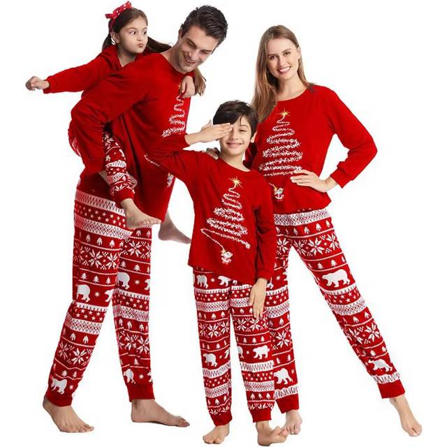 (Pet L) 2024 New Family Christmas Outfits Mom Dad Kids Matching Pajamas Set Baby Dog Romper Soft Loose Clothing Sets Sleepwear Xmas Look