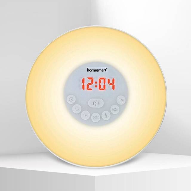 Alarm Clock Wake Up Light Size 17x17x9.3cm 2xAAA batteries -not included - White
