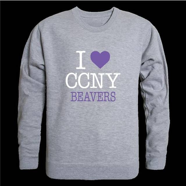 W Republic 552-633-HGY-02 City College of New York Beavers I Love Crewneck Sweatshirt, Heather Grey - Medium