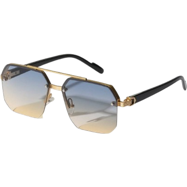 POLASUP 1pc Men&#39;s Metal Double-Bridge Fashionable Fashion Glasses Festival Shades For Summer Beach Vacation,Outdoor,Travel