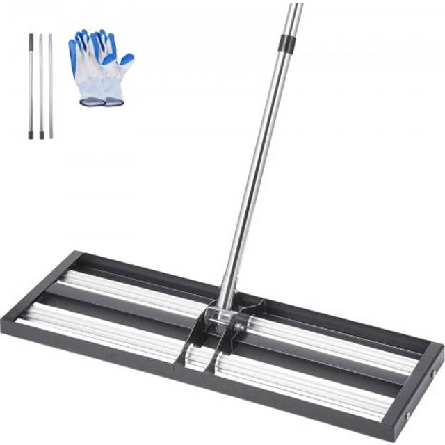 VEVOR Lawn Leveling Rake, Lawn Leveler with 83.9 in Adjustable Handle, 30x10 in Ground Plate, Heavy Duty & Rust-Resistant Metal Soil Leveler, Effort Saving Lawn Leveling Tool for Yard Golf Court