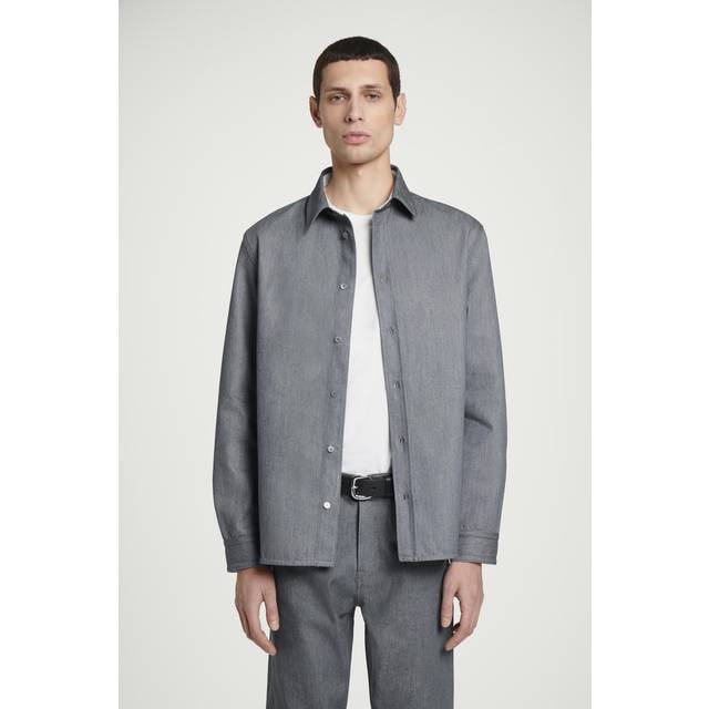 Relaxed Denim Overshirt in Grey - S