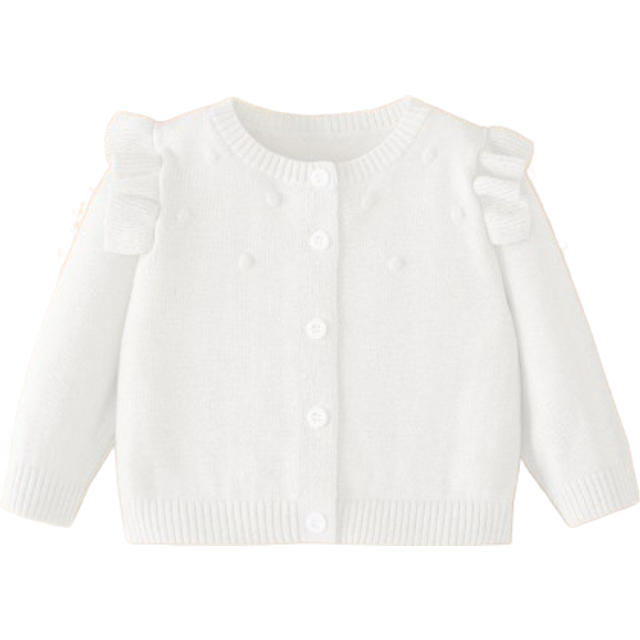 SHEIN Baby Girl New Autumn And Winter Knit Cardigan Sweater . The Unique Design With Wavy Lace Decoration Showcases The Distinctive Fashion Taste Of Girls.
