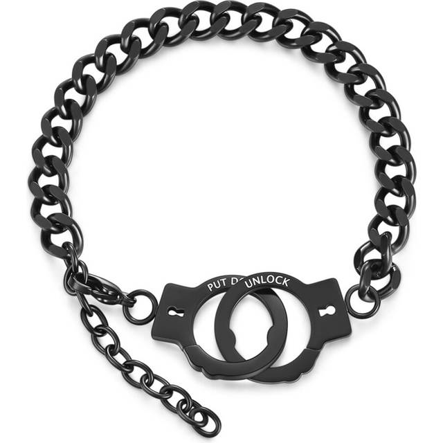 Handcuff Couples Chain Link Bracelet Partners Adjustable Chain Bracelet Unisex Lover Valentine's Gift Black